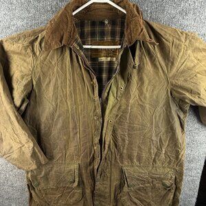 VTG Barbour Gamefair 1-crest Jacket 70s Green Zip Up Cargo Pockets England Lined